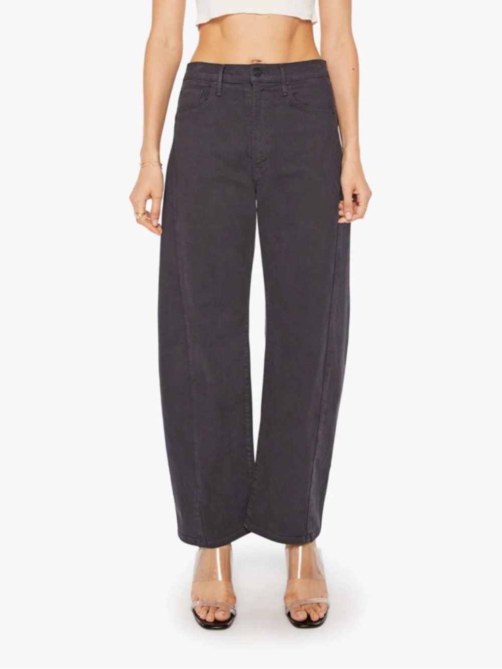 MOTHER The Half Pipe Flood Barrel Jeans Black 25